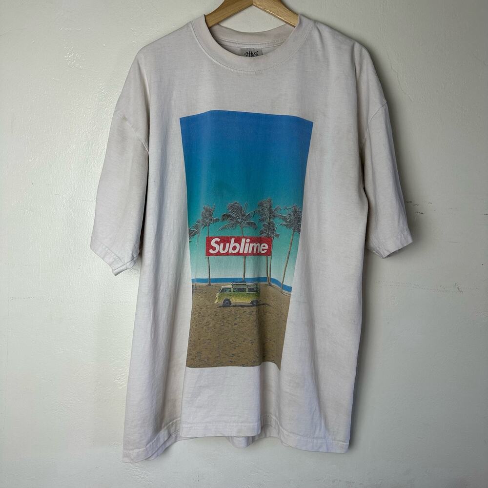 Sublime Short Sleeve T Shirt Men's Size 2XL Trashed Distressed White Thrashed